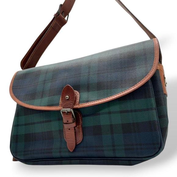 OTHERS Handbags - POLO RALPH LAUREN Shoulder Bag, Green Tartan Check Leather with Logo Plate an...